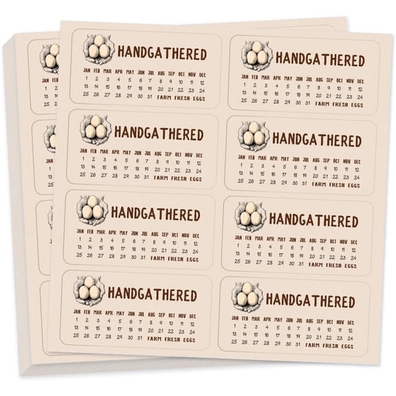 160 Pcs Egg Carton Labels Handgathered Farm Fresh Eggs Sticker Collected Date Writable PET Adhesive Egg Packaging Sticker for DIY Making