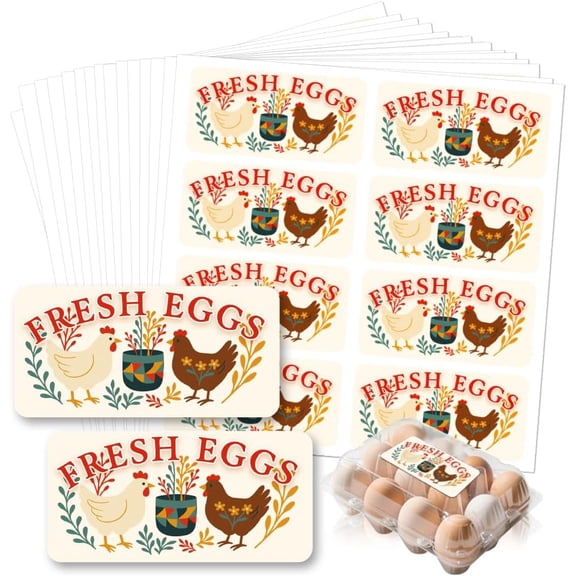 160 Pcs Farm Fresh Egg Carton Labels Funny Egg Carton Labels Waterproof PET Adhesive Egg Packaging Sticker for Box Container Carton Farm Supplies