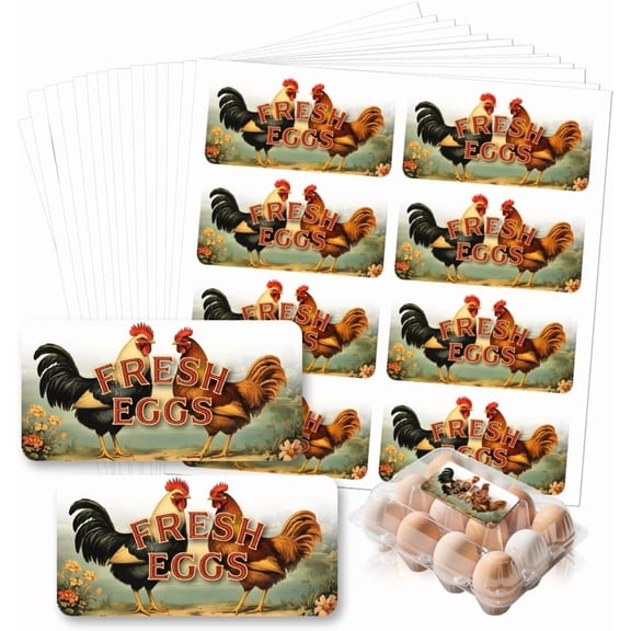 160 Pcs Funny Egg Carton Labels Retro Chicken Egg Dealer Farm Fresh Egg Sticker PET Adhesive Egg Packaging Sticker for DIY Box Container Carton Farm Supplies 50.8x101.6mm