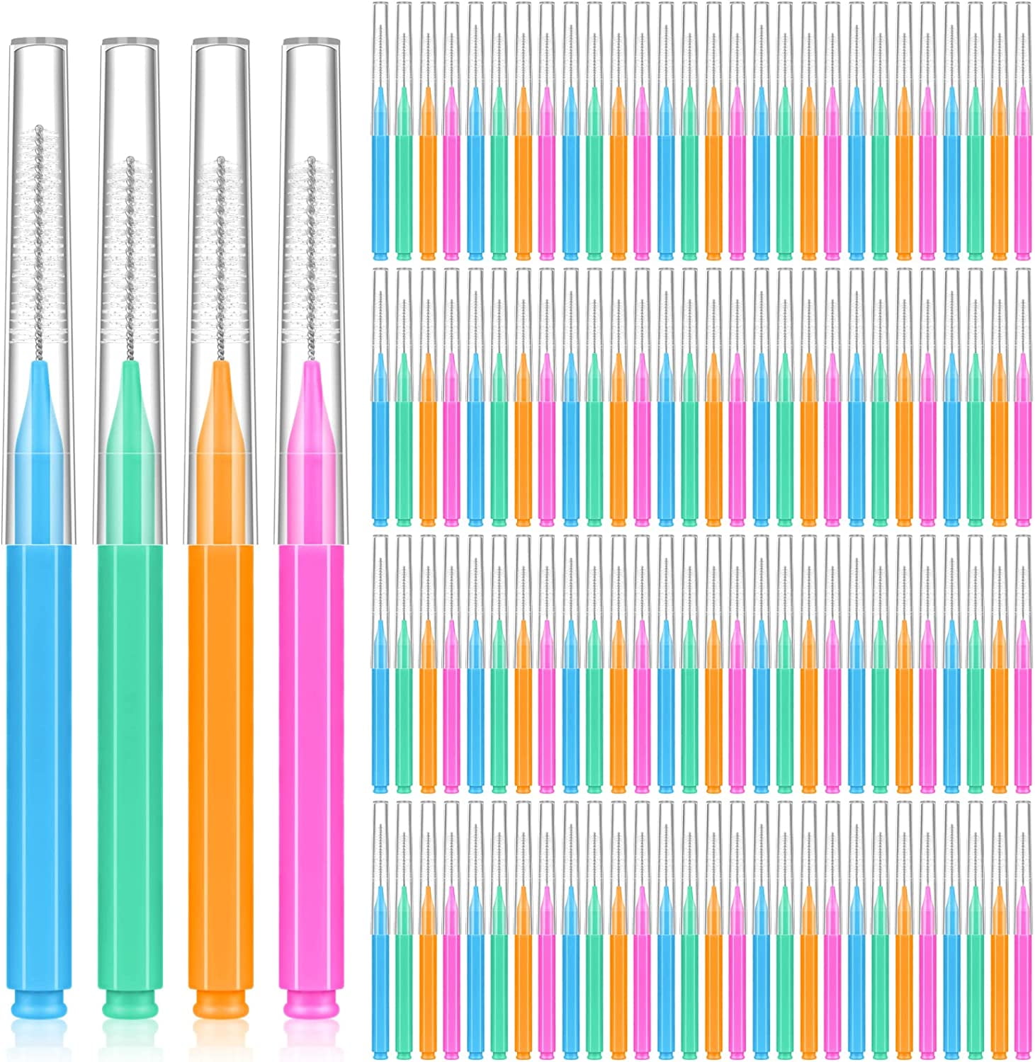 160 Pcs Interdental Brushes for Braces, 4 Size Soft and Bendable Braces Brush for Cleaning, Toothpick Dental Tooth Flossing Head Oral Dental Hygiene Flosser Teeth Gum Braces Tooth Cleaning Tool