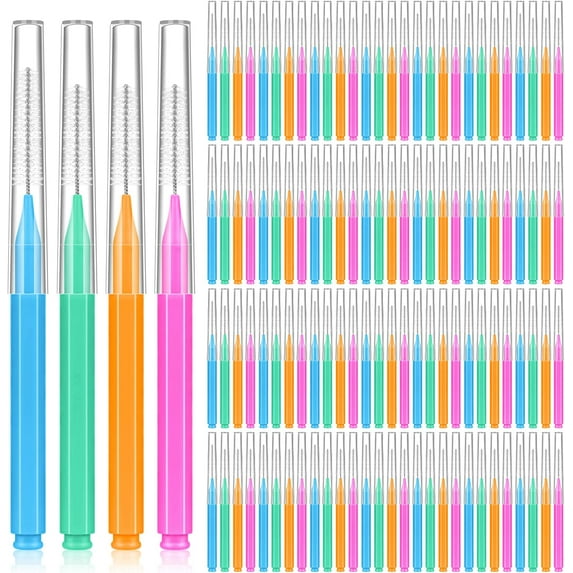 160 Pcs Interdental Brushes for Braces, 4 Size Soft and Bendable Braces Brush for Cleaning, Toothpick Dental Tooth Flossing Head Oral Dental Hygiene Flosser Teeth Gum Braces Tooth Cleaning Tool
