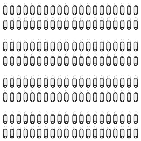 160 Pcs Key ID Label Tags Split Ring Keyring Keychain Black