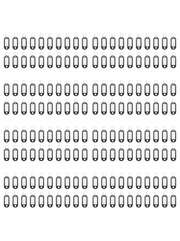 160 Pcs Key ID Label Tags Split Ring Keyring Keychain Black