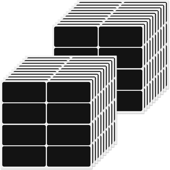 160 Pcs Labels for Jars, Black Stickers, Labels for Storage Boxes, Rectangular Waterproof Self-Adhesive Tags for Office Home Kitchen Glass Bottles Pantry Storage