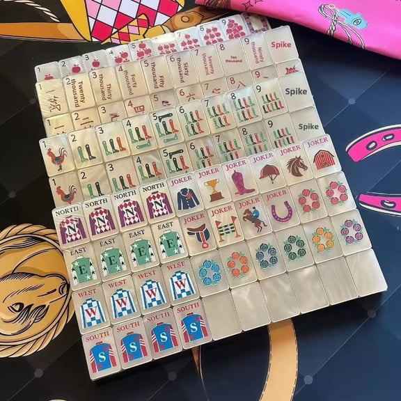 160 Pcs Mahjong Tiles, 160 Pcs Premium Acrylic American Mahjong Set, Christmas Available Clear Engraved Western Game for Adults Home Travel Parties & Social Games