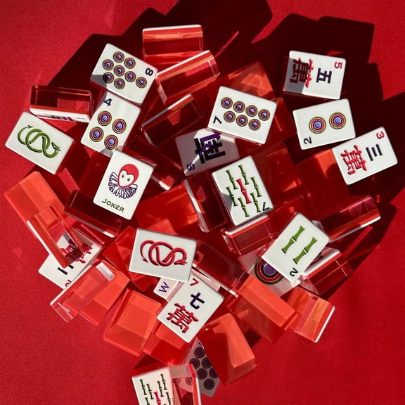 160 Pcs Mahjong Tiles, 160 Pcs Premium Acrylic American Mahjong Set, Christmas Available Clear Engraved Western Game for Adults Home Travel Parties & Social Games