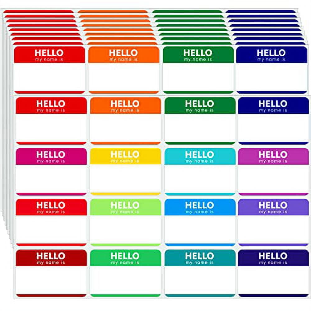 5 Colors Name Tags Stickers-3x 2 inch-250Pcs Name Labels for