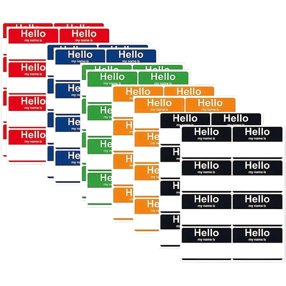 160 Pcs Name Tags Colorful Sticker (Hello My Name is) 5 Colors Name ...