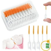 160 Pcs Orange Dental Floss Picks and 100 Pcs Toothpicks for Family, Hotel, Travel - Soft Silicone Braces Brush, Floss Sticks Disposable Interdental Brushes for Cleaning Teeth Health