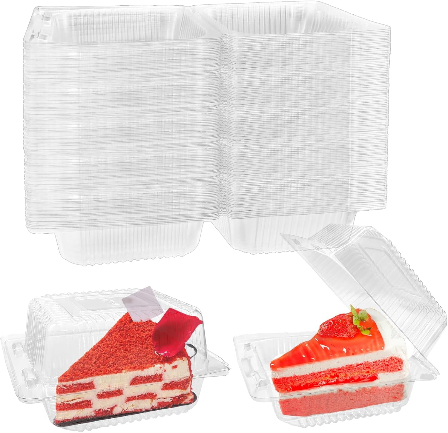 160 Pcs Plastic Hinged Take Out Containers Convenient Storage for Food SnapOn Lid