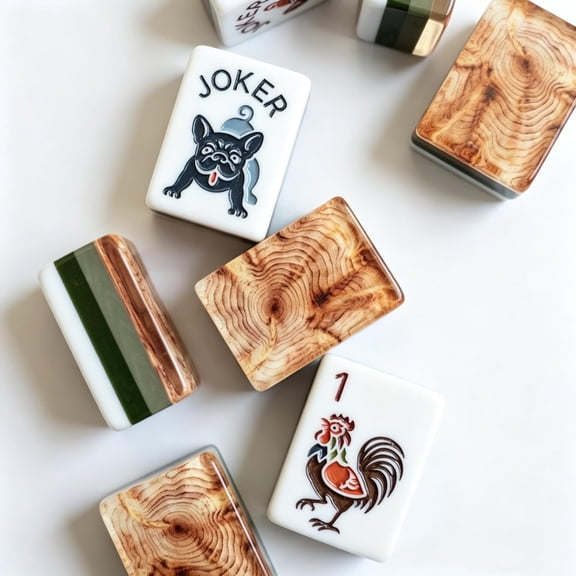 160 Pcs Premium Wood Grain Acrylic 4 Layer American Mahjong Tiles Perfect for Home Entertainment, Travel & Game Nights Social Gathering