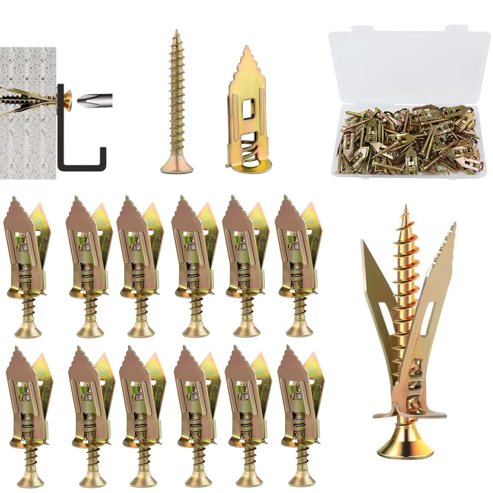 160 Pcs Self Drilling Drywall Anchors with Screws Kit for Cabinets