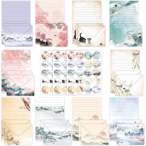 160 Pcs Stationery Paper Envelopes Set | Includes 50 Writing Paper & 50 ...