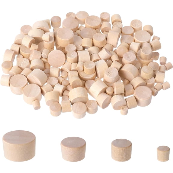 160 Pcs Wood Plugs, 4 Sizes Carpenter Bee Plugs Hole Plug Button Plug Hardwood Hole Assortment Kit for Table Chair Legs Screw Holes Loose Outlets Woods Furniture (Wood Color)