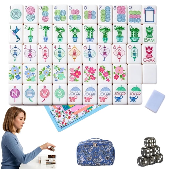 160-Piece American Mahjong Set, 4-Layer Acrylic Tiles Game Set with Carrying Bag, Dice & Mat for Game Night, Travel & Family Gatherings