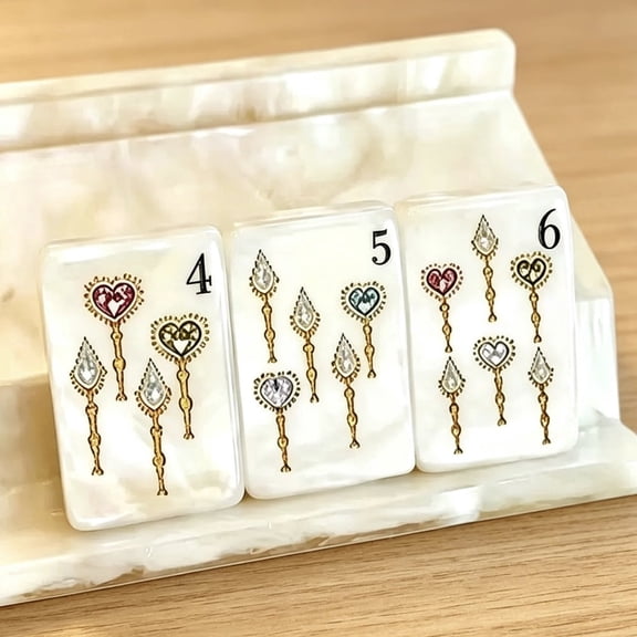 160-Piece American Mahjong Set, Pearlescent Tiles with Retro Lion, Clover and Rhinestone Designs