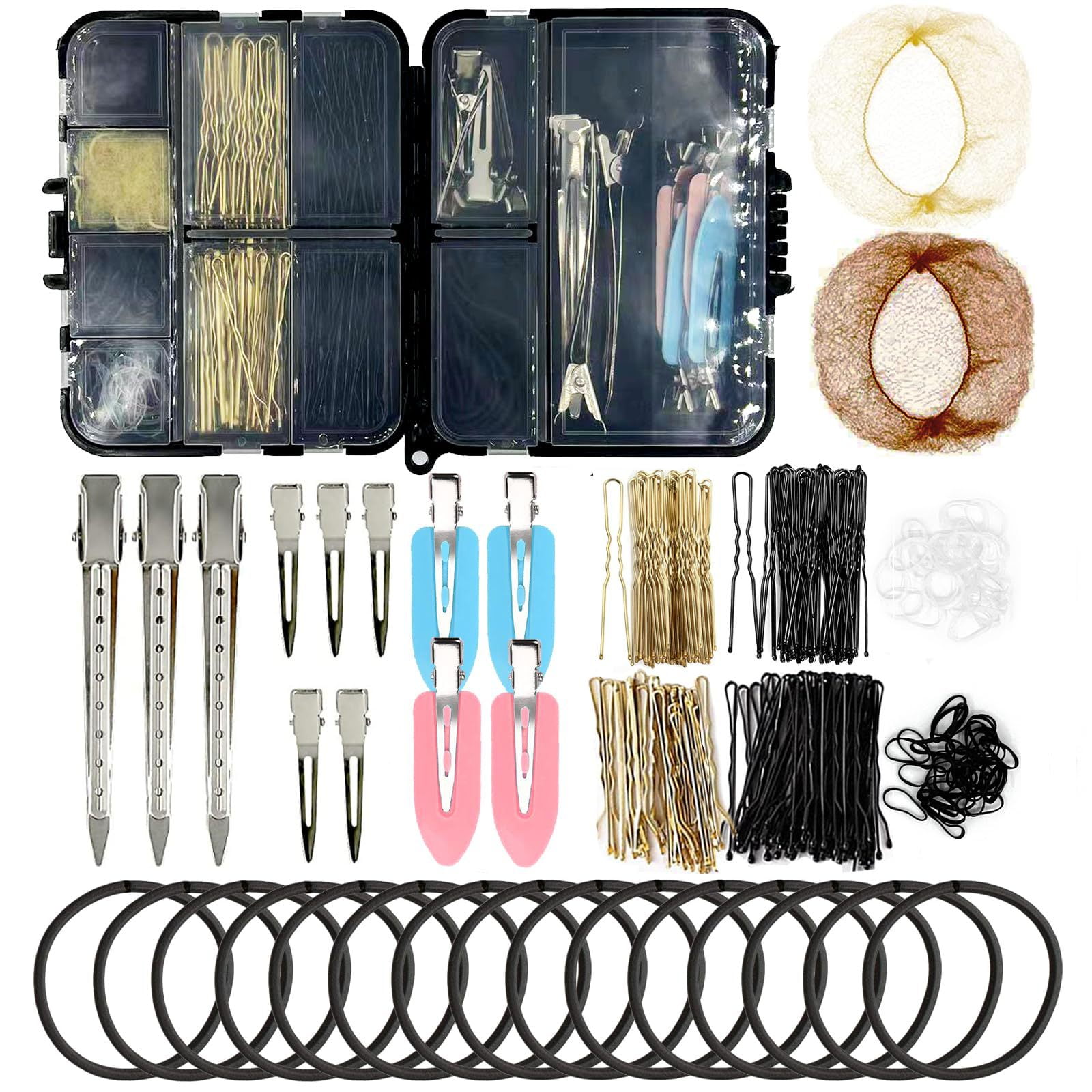 160-Piece Basic Hair Clip Set - with Mesh Elastic Bands & Storage Box, Non-Slip Hair Styling Accessories