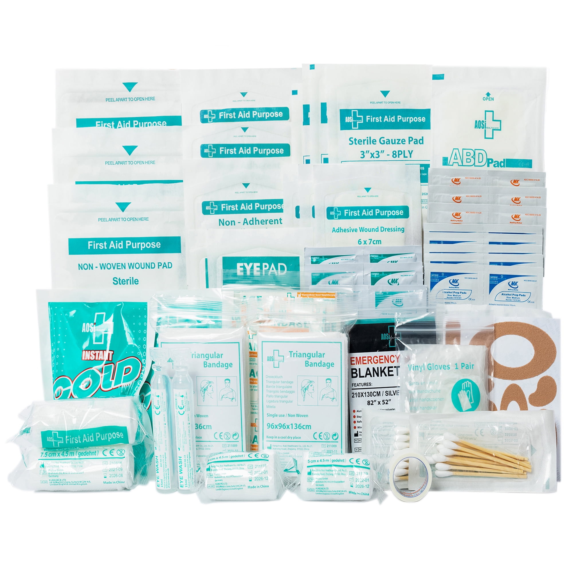 160 Piece First Aid Kit Refill - Portable Replacement Medical Supplies, Basic Outdoor Essentials Survival Kit, for Office, Business, Home or car Boxes and cabinets