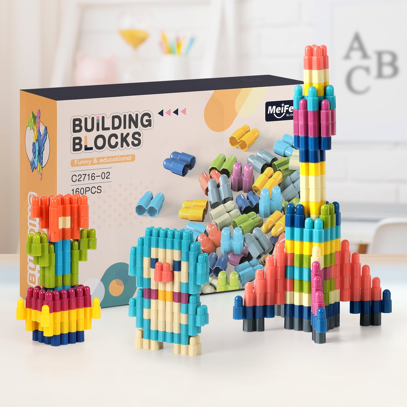 160 Piece Kids Building Blocks Set - Building Blocks for Toddler Development, Creativity and Motor Skills - Toys for Boys and Girls