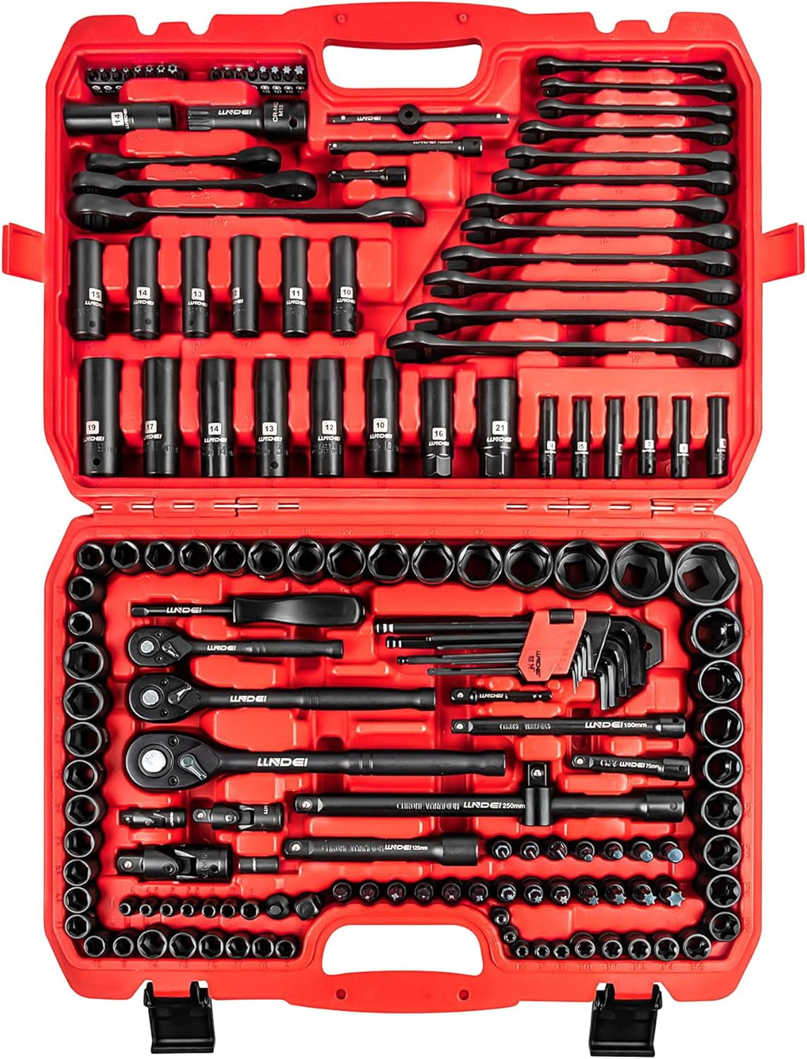 160-Piece Mechanics Tool Set, Metric Socket Set 1/2 1/4 3/8 inch Drive ...
