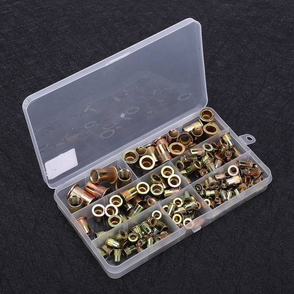 160-Piece Zinc Plated Carbon Steel Rivet Nut Assortment Kit M3 M4 M5 M6 M8 M10 Threaded Inserts