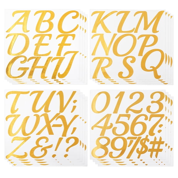 160 Pieces 4 Styles Glitter Letter Stickers 3 inch Self-Adhesive Bulletin Board Letters Alphabet Number Cutouts Gold