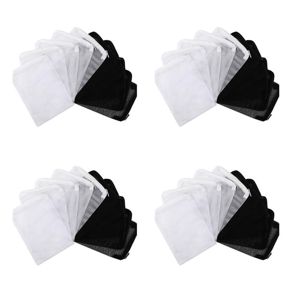160 Pieces Aquarium Filter Bags Media Mesh with Zipper for Charcoal Pelletized Remove, White and Black