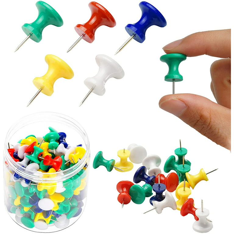 160 Pieces Giant Thumbtacks 1 Inch Standard Push Pins with Steel Point and  Plastic Head (Red, Yellow, Blue, Green, White)