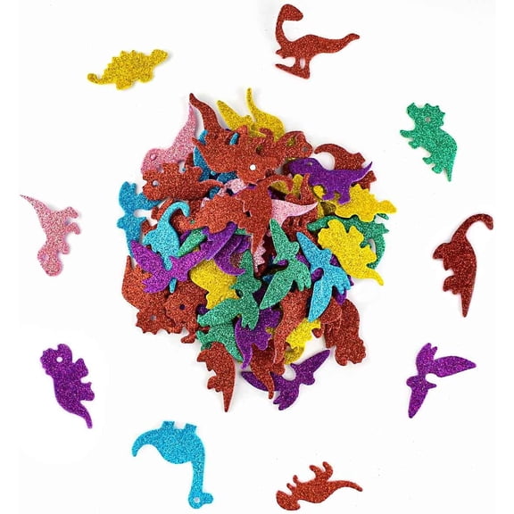 160 Pieces Glitter Dinosaur Foam Stickers Self Adhesive Foam Stickers for Craft DIY Self-Adhesive Dinosaur Shapes Sticker Home Party Decoration Colorful Arts Crafts Supplies (Assorted Colors)