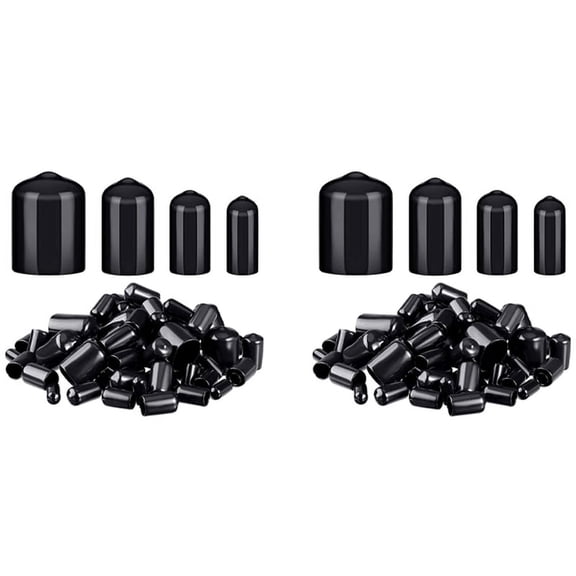 160 Pieces Rubber End Caps Flexible Covers Screw Caps Thread Protectors in 4 Sizes 1/4 to 3/4 Inch (Black)
