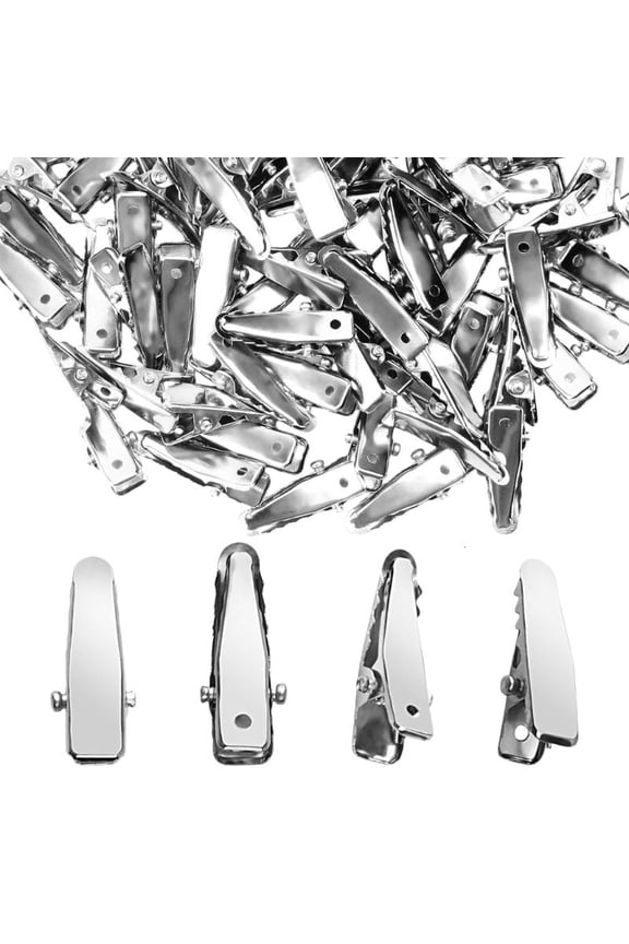 160 Pieces Small Crocodiles Barrettes For Women Hair Styling And Craft Projects Silver Metal 2.4cm