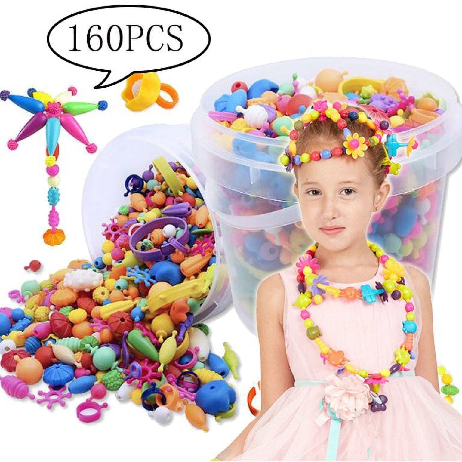 160 Pieces Snap Pop Beads for Girls Toys Kids Jewelry Making Kit Pop