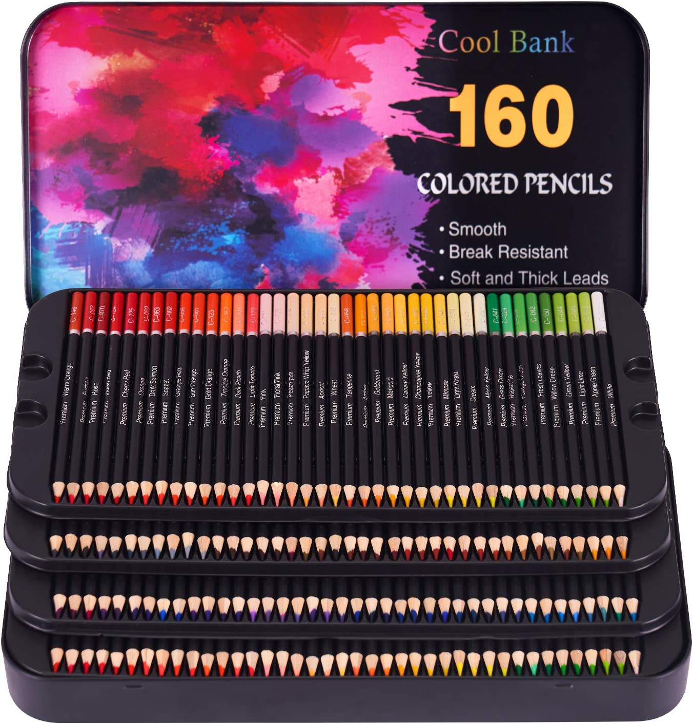 160 Professional Colored Pencils, Artist Pencils Set for Coloring Books, Premium Artist Soft Series Lead with Vibrant Colors for Sketching, Shading & Coloring in Tin Box - image 1 of 7