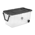 160 Quart Plastic Rolling Stacker Box, Lidded Stackable Storage Bin