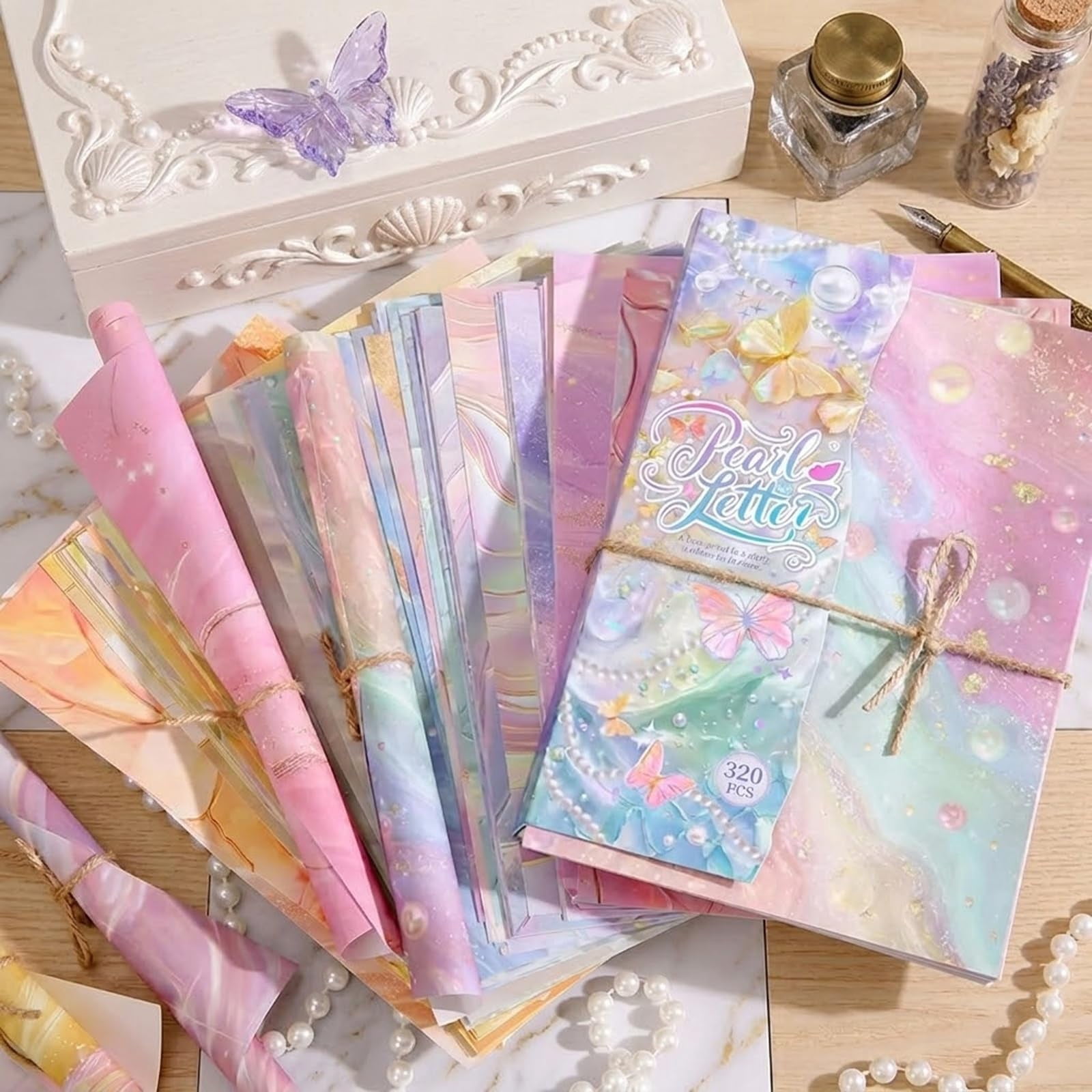 160-Sheet Pearlescent Scrapbook Paper, Vintage Decorative Craft Supplies for Aesthetic Journaling, DIY Star Card Making Kit and Retro School Stationery Material in Arts Origami Projects