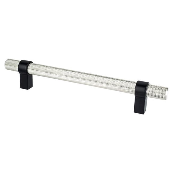 160 mm Center to Center Radial Reign Cabinet Posts Pull, Brushed Nickel Bar & Matte Black