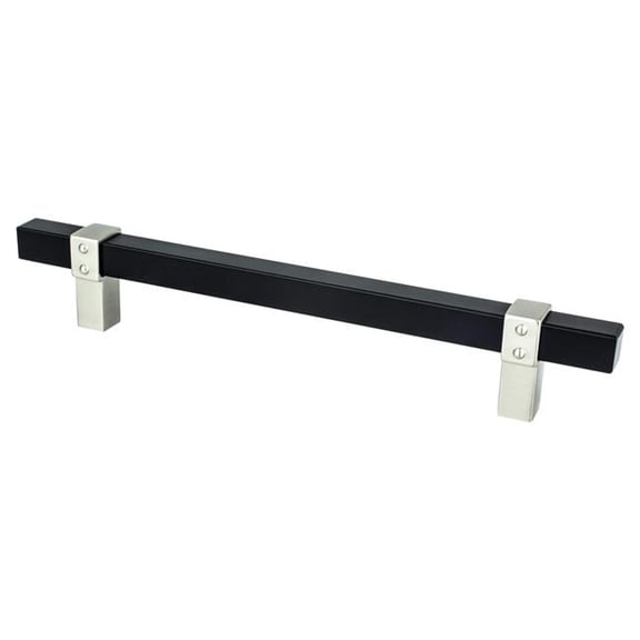 160 mm Center to Center Rivet Rebel Cabinet Posts Pull, Matte Black Bar & Brushed Nickel