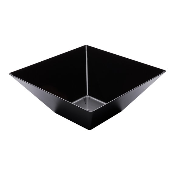 Maxi Serve 160 oz Square Black Plastic Large Modern Serving Bowl - 11" x 11" x 4 1/2" - 25 count box