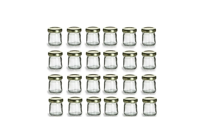 160 pcs, 1.5 oz Mini Glass HONEY Jars w/ Gold Lids