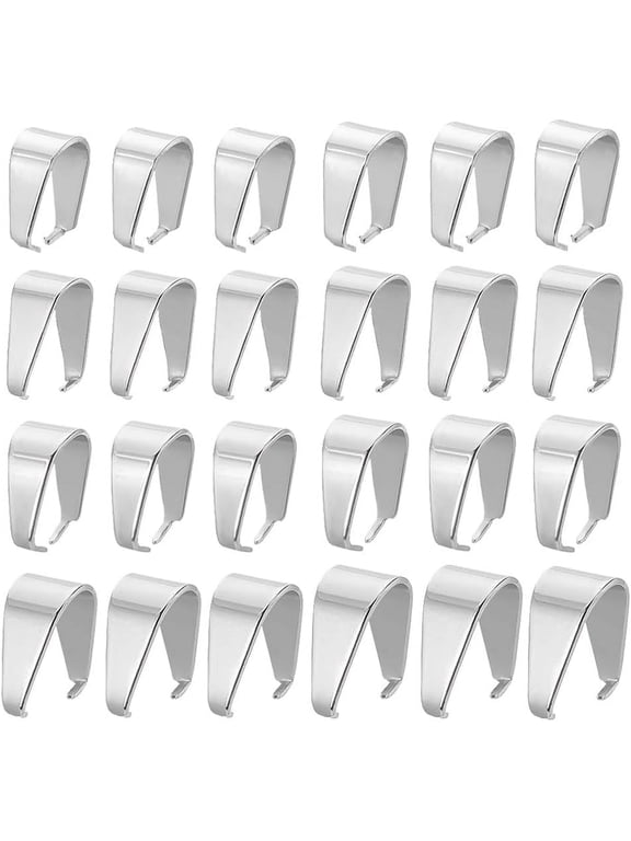 160 pcs 8 Sizes 304 Stainless Steel Snap On Bails Hook Pendant Clasps Pinch Clips Bail Pendants for Neckalce Jewelry DIY Craft Making