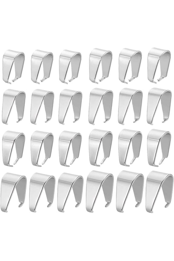 160 pcs 8 Sizes 304 Stainless Steel Snap On Bails Hook Pendant Clasps Pinch Clips Bail Pendants for Neckalce Jewelry DIY Craft Making