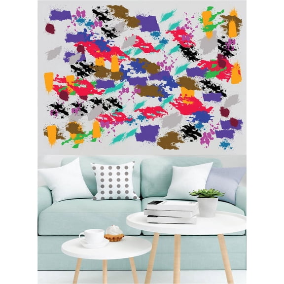 Picniva Multicolor Paint Splatter and Splotches, Multicolor, Vinyl Wall Decal, Self-Adhesive, Bedroom Living Room Office Home Decor
