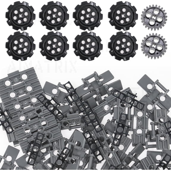 160+pcs Technical Parts Tank Large Track Wheels Medium Track Chain Motorcycle Tank Accessories Compatible with Mainstream Building Block Brands