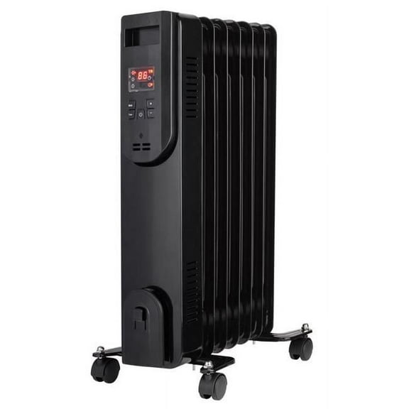 160 sq. ft. Electric Digital Oil Filled Heater, Black - 5120 BTU