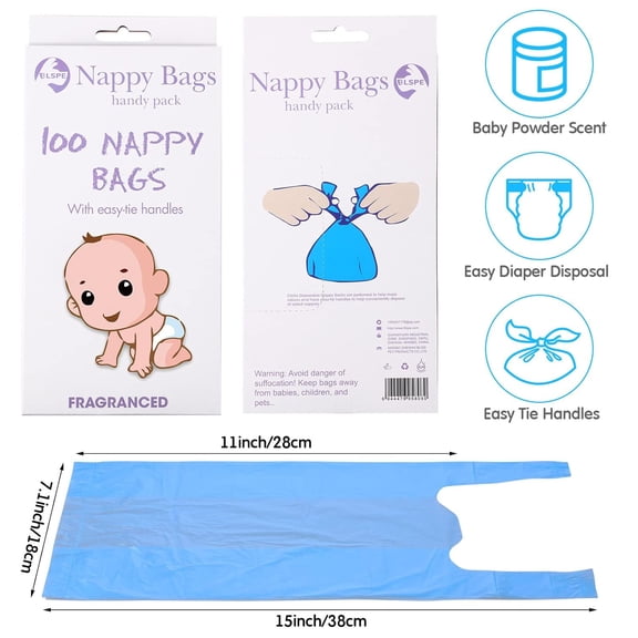 1600 Count Baby Disposable Diaper Bags Scented Diaper Sacks with Tie Handle Disposal Trash Sacks Baby Poop Waste Bag Refill(Blue)