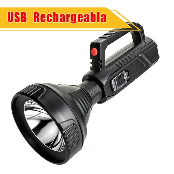 1600 Lumens Emergencies Super Bright USB Rechargeable Spotlight Flashlight Waterproof LED Torch , Big Beam LED Long-Range Flashlight for Hiking, Fishing, Camping