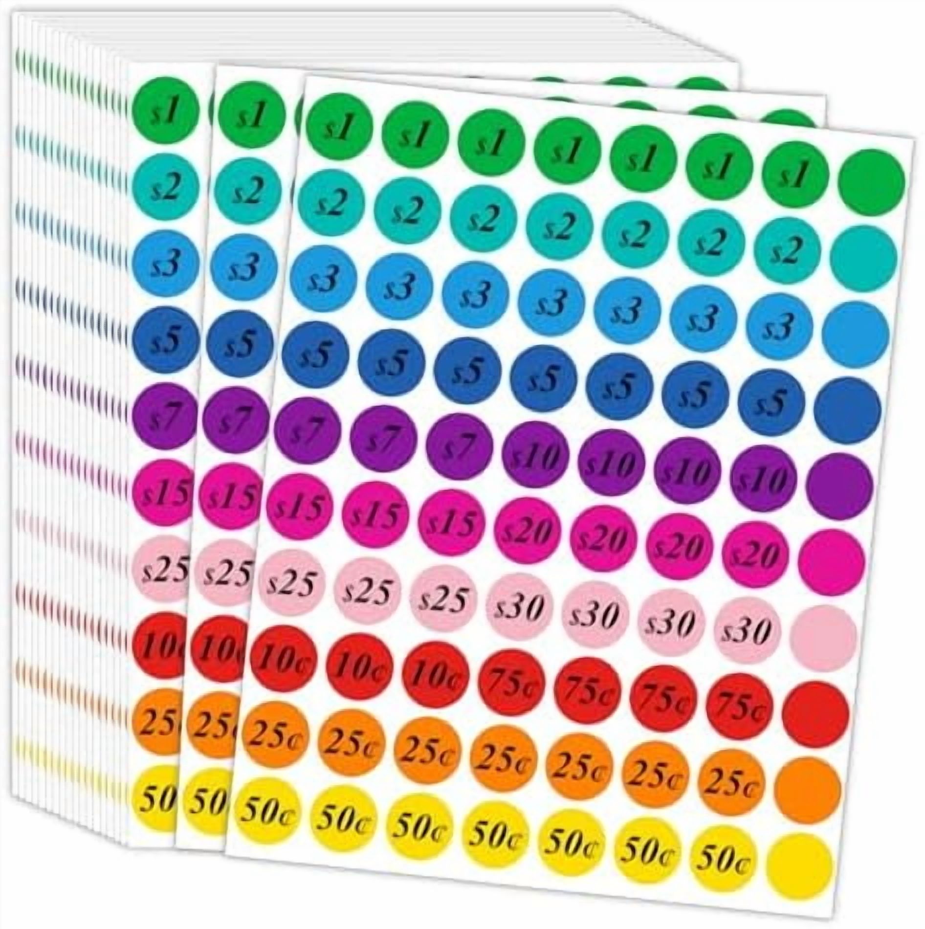 1600 PCS Garage Sale Price Stickers, 10 Colors Round Flea Market Pre ...