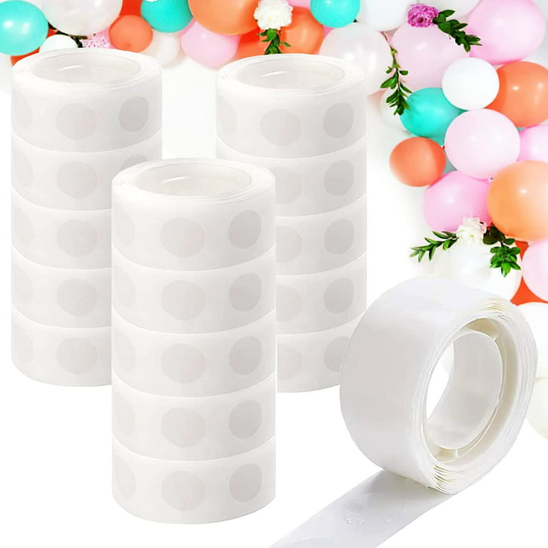 TSSART 1600 Pcs Double Sided Adhesive Dots Roll - Clear Sticky Dots Balloon Glue Removable Adhesive Point Tape, 16 Rolls Double Sided Dots Stickers