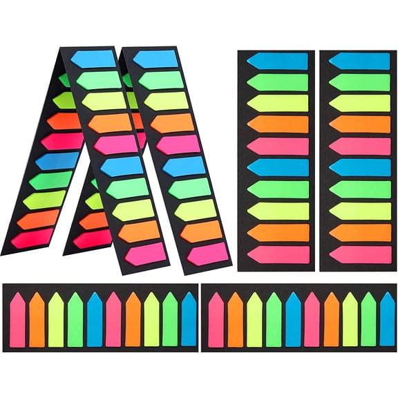 1600 Pcs Sticky Notes Flags,Fluorescent Sticky Tabs Translucent Sticky Note Flags,5Colors Index Tabs,Marker Bookmarks Text Highlighter Strips,Self-Adhesive Writable Labels,for Books,Notebooks(Arrow)