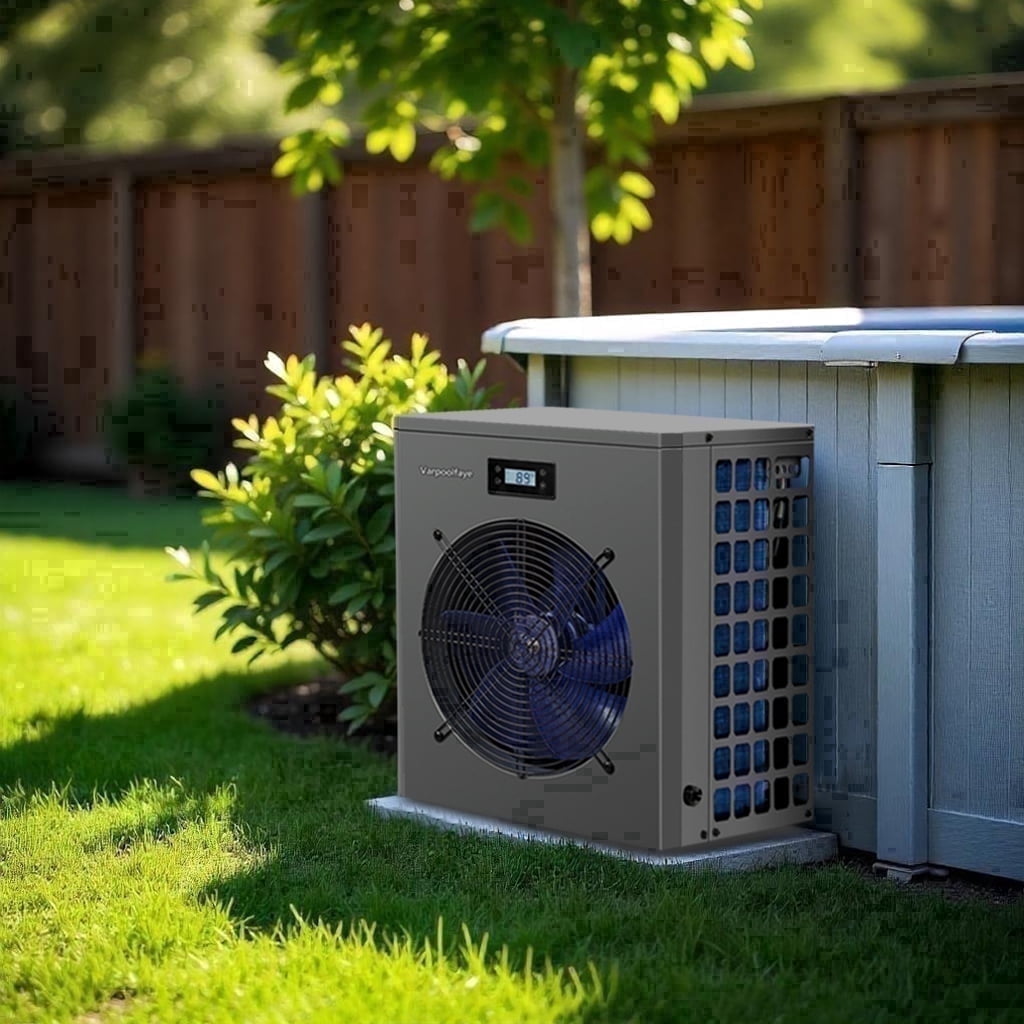 16000 BTU Electric Pool Heater for Above Ground Pool Swimming Pool Heat Pump 5000 Gallon Pool Heater 120V Heating Cooling WiFi Control 60Hz Spa